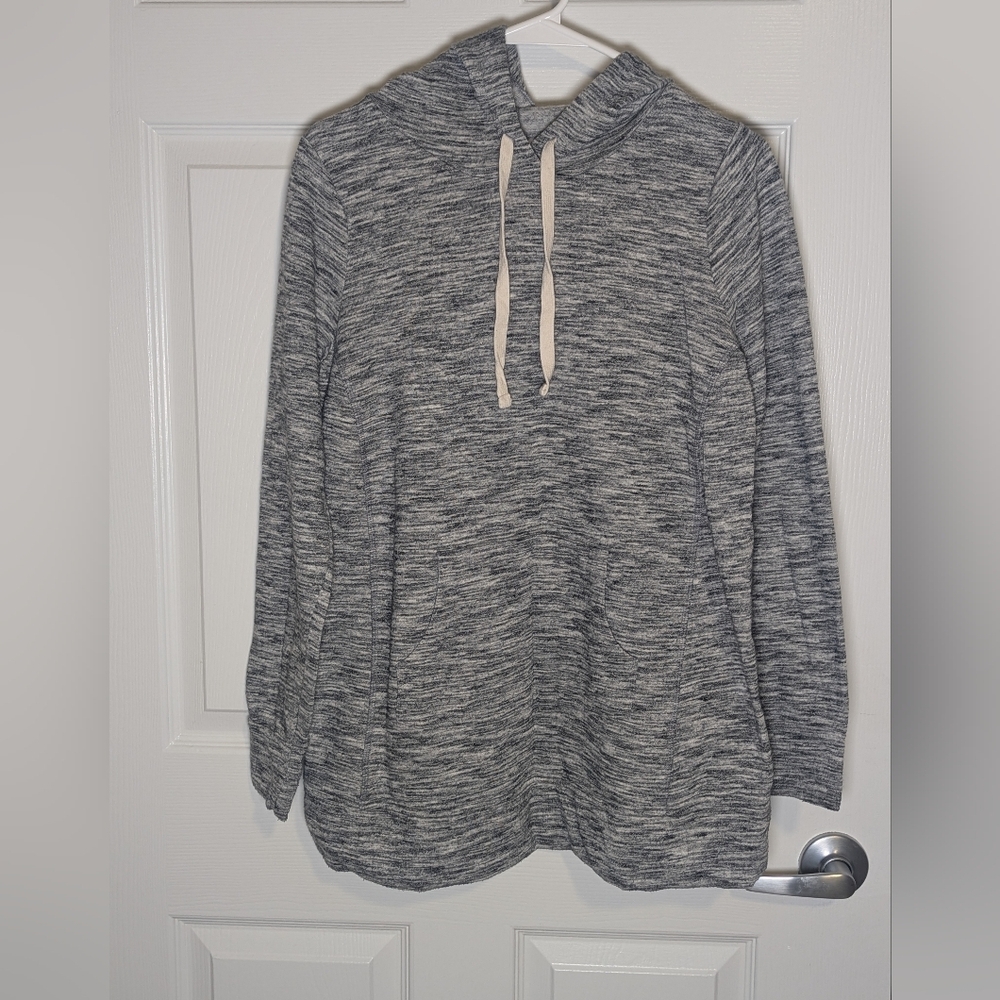 Motherhood Maternity Marled Cowl Neck Hoodie Tunic – Size S – Gray